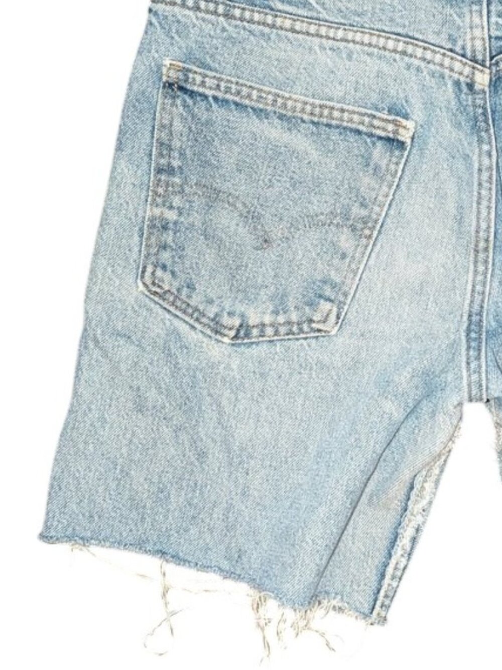 Levi Strauss & Co Vintage Cutoff Medium Wash Long Denim Jean Shorts Frayed Edge - Picture 8 of 9